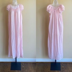 Vintage Nightgown Pink 80s Retro Pinup Rockabilly Cottagecore Prairie